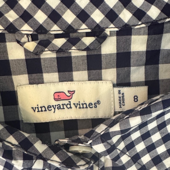 EUC Vineyard Vines Navy Blue White Checkered Gingham Casual Dress Size Women’s 8 - Picture 3 of 6